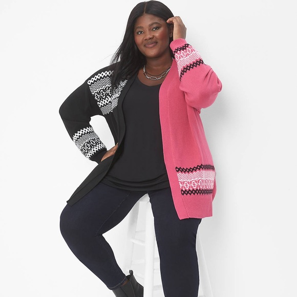 Lane Bryant Sweaters - LANE BRYANT • Classic Open-Front Fair Isle Overpiece